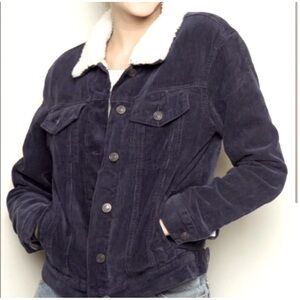 John Galt Brandy Melville Sherpa Lined Corduroy Jacket Like New So Cute and Cozy